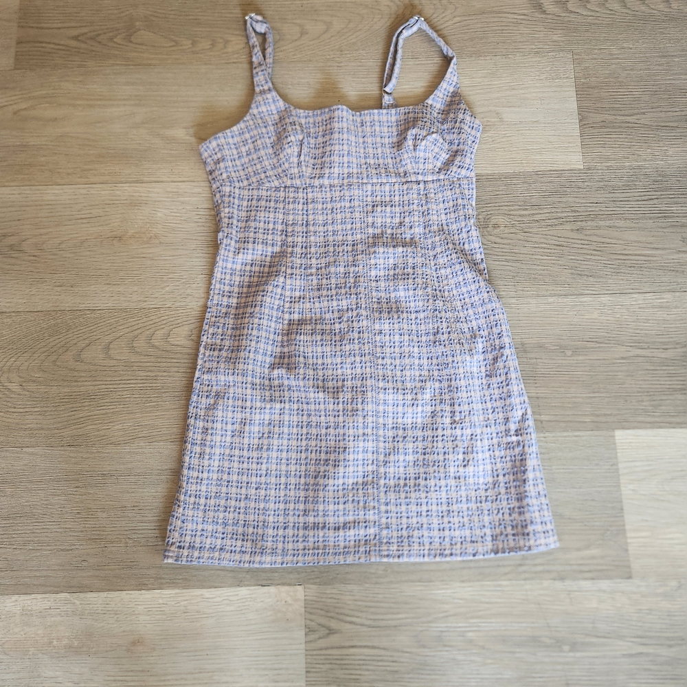 BDG Blue and White Plaid Mini Dress